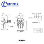 Taper Right Angle Rotary Potentiometer WH148 Linear Potentiometer B500K