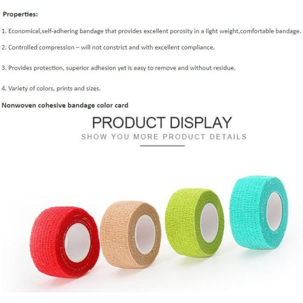 2"x5yards self-adhesive camo colored elastic cohesive bandage, breathable waterproof camouflage home care products kines