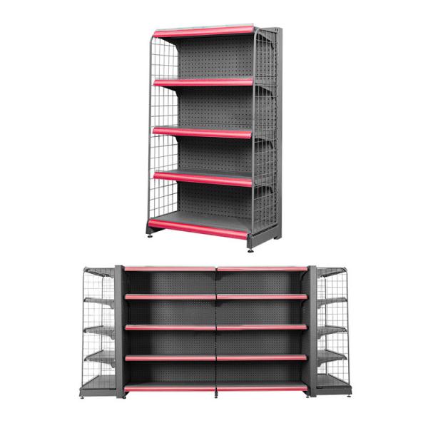 Rectangular Customized Wall Shelf For Grocery Store Mesh Shop Gondola Shelving