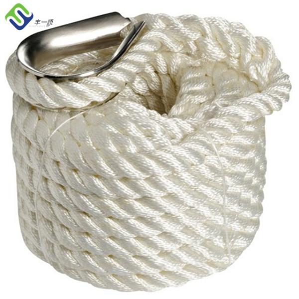Three Strand Twisted Nylon Anchor Line 4mm - 50mm Non Floating With Thimble