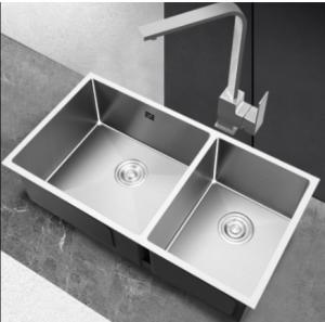 China Stainless Steel Undermount Double Kitchen Sink Cupc Approved Handmade Square Corner on sale
