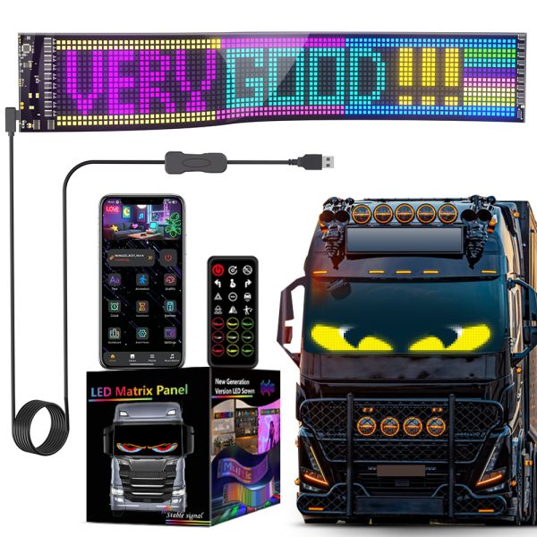 Scrolling Huge Bright Advertising LED Signs, 23.4''x4.7'' Flexible Custom USB 5V Bluetooth APP Control Text Pattern Animation Programmble LED Sign for