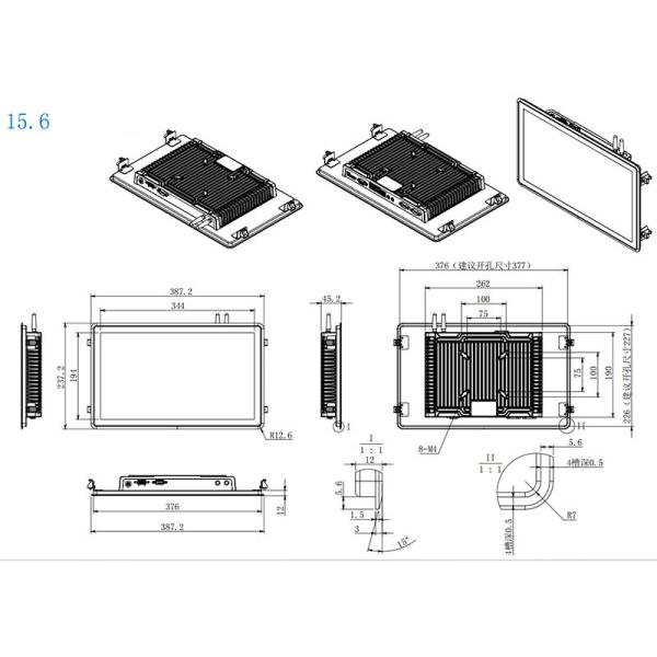 1920 X 1080 Open Frame Monitors 15.6 Inch Touch Monitor HD IPS