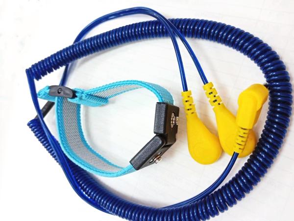 Quality ESD Dual Wire Electrostatic Discharge Band Adjustable PU Cord 4mm Snap for sale
