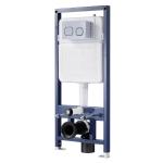 White Low Level Concealed Cistern with Bottom Inlet and Flush Button Push Button