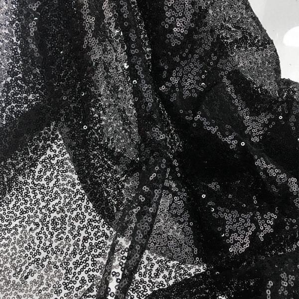 110-150gsm Black Tulle Polyester Metallic Sequin Fabric for Garment