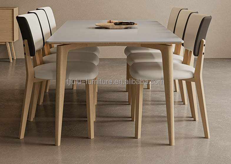 Hotel Dining Chairs W47*D48*H86CM Morden Nordic PU Leather Wood Chair for Dining Room Furniture Upholstered