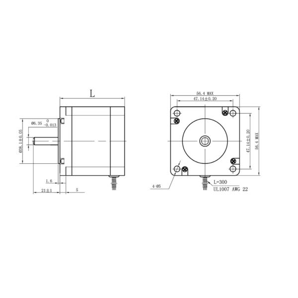 57mm Nema 23 Stepper Motor 0.9 Degree High Torque 1.76 Nm 17 Kg Cm 4 Wire