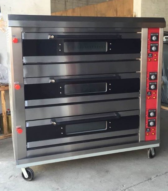 3 Layer 6 Tray Gas Baking Ovens with Window Door Mechanical Controller Timer
