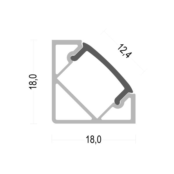 90 Degrees Corner Aluminium Led Profile 6063 With PC Diffuser