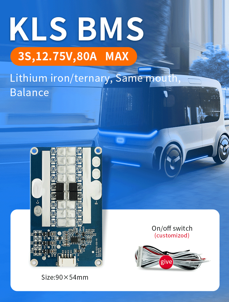 KLS BMS for Lithium Ion Battery Packs: 3S, 11.1V - 12.6V, 20A - 80A with Enhanced Balanced 18650 Charging Protection Board