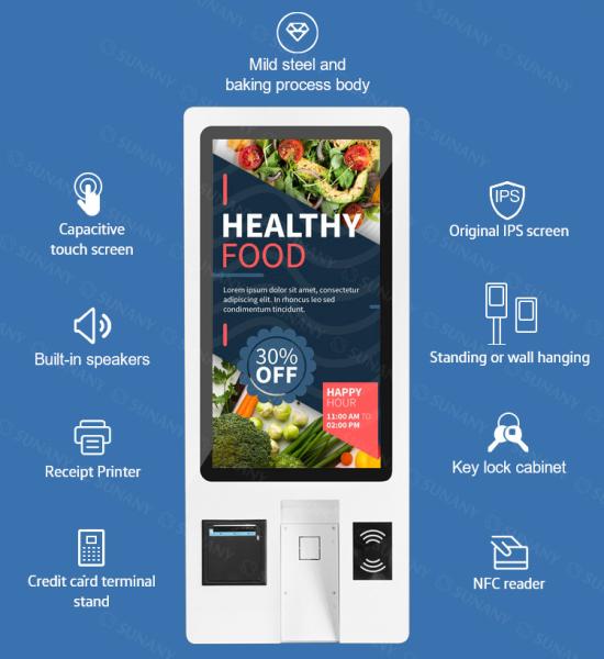 Quality 27 Inch EMV 1000Mbps LCD Touch Screen Kiosk 13.56MHz for sale