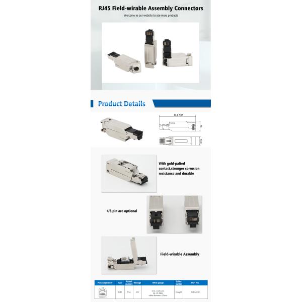 Metal Housing RJ45 Connector 4 Pin Field Wireable