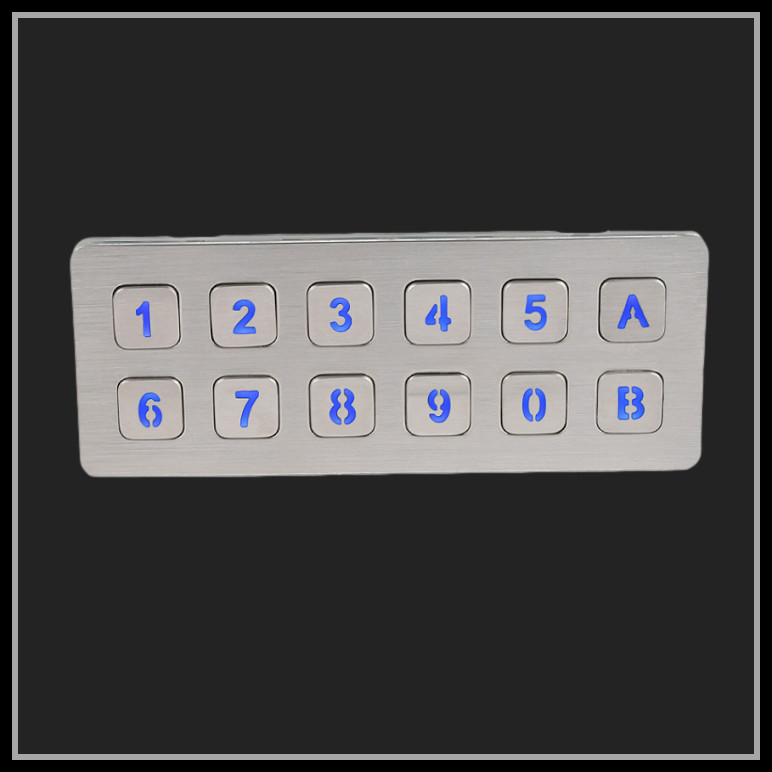 LED Backlight IP65 Double Row Stainless Steel Keypad For Information Kiosk