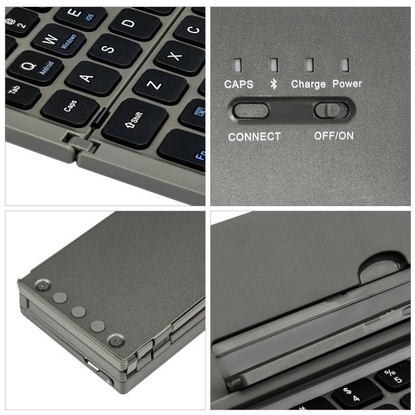 Metal Aluminum Alloy 3 Level Foldable Bluetooth Keyboard Rechargeable Portable Folding Wireless Keyboard