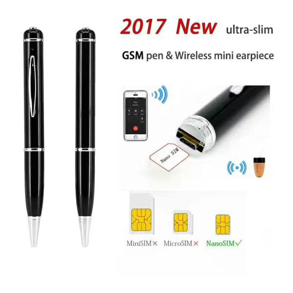 Quality New 2017 remote wireless gsm pen sound transmitter with invisible earphone receiver for sale