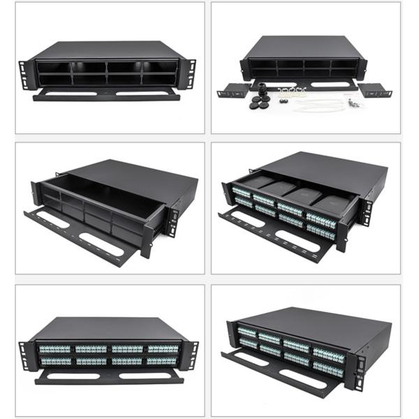 19 Inch 2U MPO Patch Panel with 192 Core Capacity and Rack Mount Design for LC Duplex Connectivity