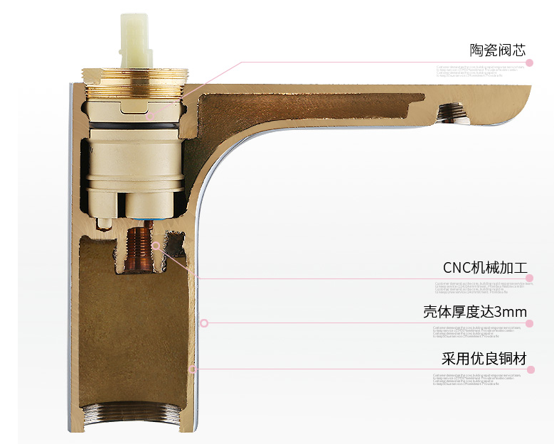 Contemporay 304SS Colored All Copper Undercounter Wash Basin Faucet