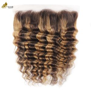 China Piano 4/27 Deep Wave Lace Frontal Closure Brazilian Hair Transparent 13X4 Closure on sale