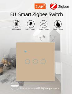 China Smart Zigbee Switch Gold EU / UK Standard 220V Wall Switch App Contorl on sale