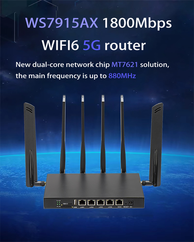 FCC CE 5G Wifi 6 Router MT7621 Router Dual Core Network Chip