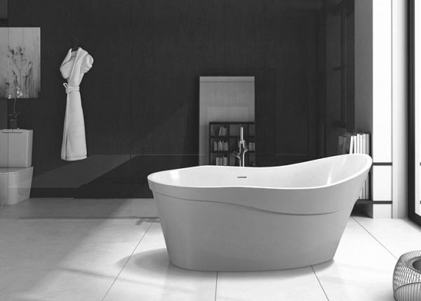 Quality Modern Luxury Stone Freestanding Tub Smooth Stand Alone Soaking Tub for sale