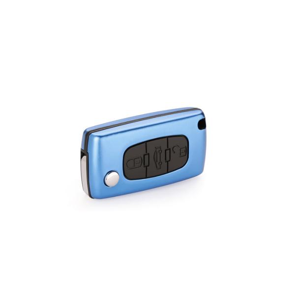 Car Key Case Shell Aluminum Folding Remote Shell For Peugeot Blue Peugeot Key Shell
