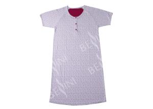 Ladies Cotton Jersey Red/Floral Printed Raglan Sleeve Round Neck Nightdress Allover Print Button Placket