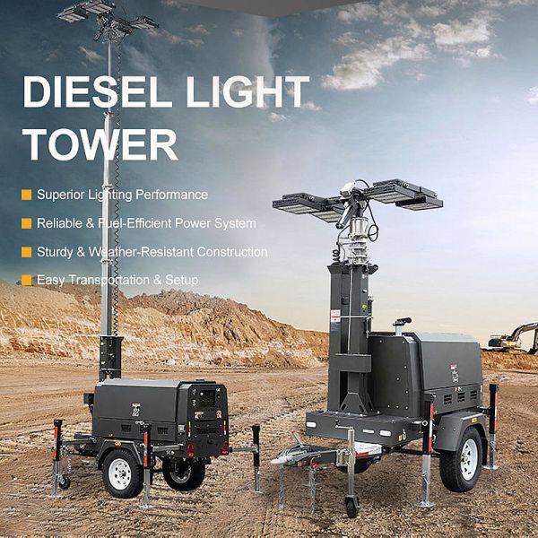 Mining Mobile Light Tower Remote Locations Diesel Generator Light Tower Industrial Light Tower for Sale