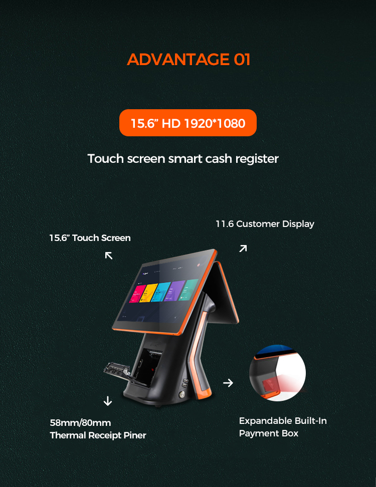 Wide Screen 2GB Memory RK3288 Android POS System Single Touch For Retail