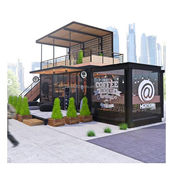 Modern Design 20ft or 40ft Container Prefabricated Coffee Shop Kiosk Constructed with Steel Sandwich Panel Material