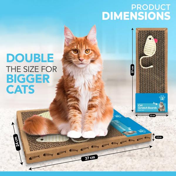 Source factory 2pk Cat Scratcher Pads | Kitten Scratching Board Mat Cardboard Bed Pet Play Toy