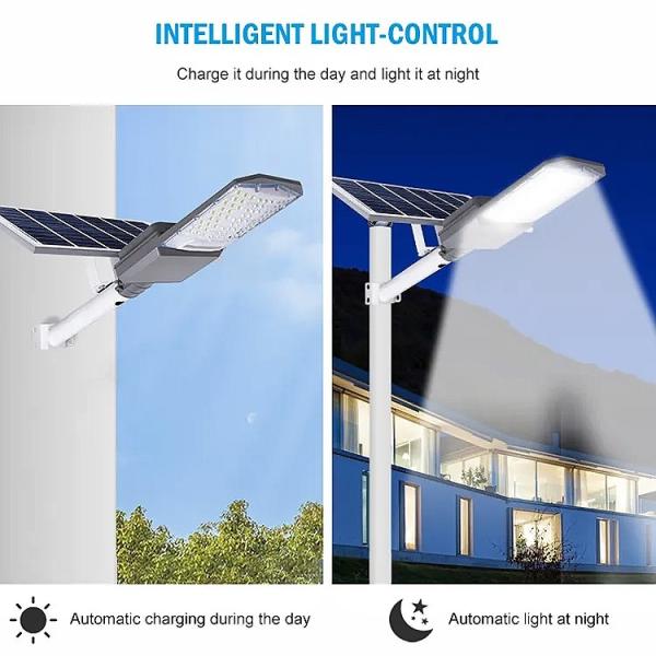 IP65 All In Two Solar Street Light Intelligent Aluminium LED Street Light 170lm/w