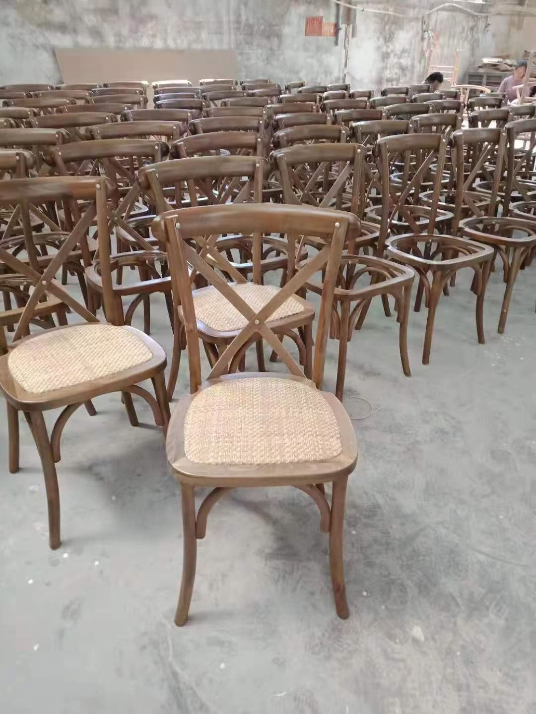 Restaurant and Hotel Solid Wood Woven Cross Back Chair in Modern Nordic Style for Wedding