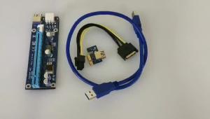 China PCI-E VER006S PCI-E 1x to 16x Riser Card  Adapter With USB Extender Express Adapter USB 3.0 ST  6Pin  Power Supply Cable on sale