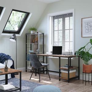Industrial Computer Desk, Computer Desk with Shelves, 47 Inches Computer Desk, Home Office Computer Desk, ULWD47X