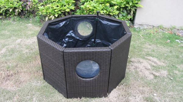 Quality Strong Dark Brown Rattan Fish Tank With Power Coated Aluminum Frame for sale