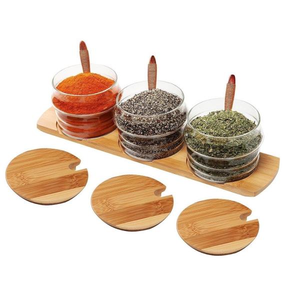 Quality Multifunction Bamboo Wooden Sauce Holder , Restaurant Table Condiment Holders for sale