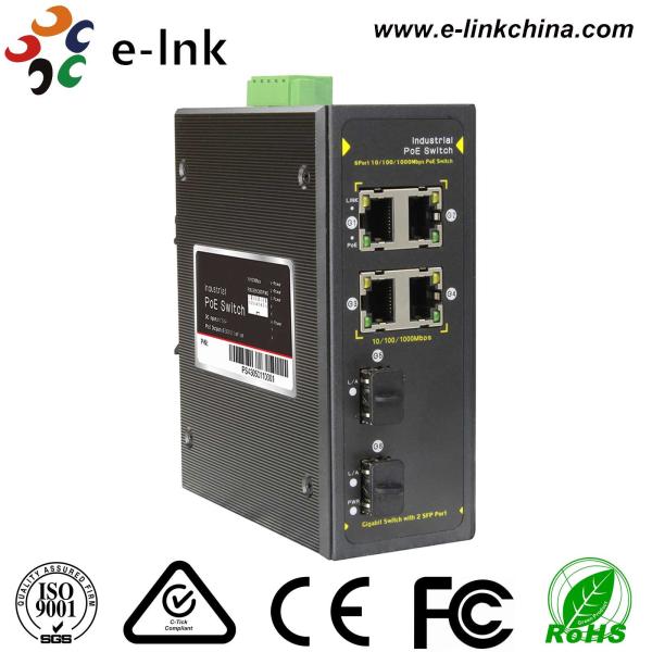 Quality Unmanaged 10/100/1000M Industrial Ethernet POE Switch High Power 4G + 2SFP for sale