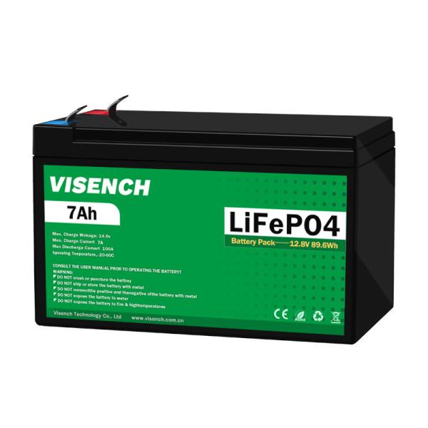 Quality Visench OEM ODM Prismatic 12V 3000 Cycle Life 12.8V 7Ah Lithium Ion Lifepo4 Battery Pack for sale