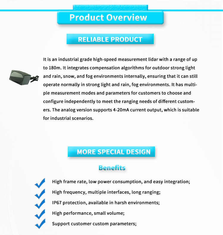UNIVO UBJG-03Y Traffic Flow Statistics Collision Lidar Sensor with 0.1-100m Range