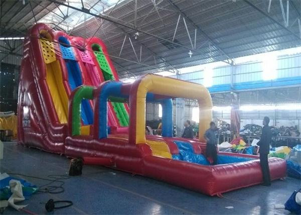Quality Outdoor Commercial Inflatable Slide , Three Lanes Inflatable Slide For Kids And Adults for sale