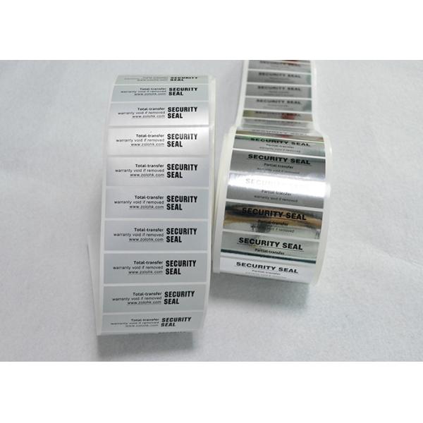 Silver PET Printable VOID Security Labels In Fully Transfer Strong Adhesive