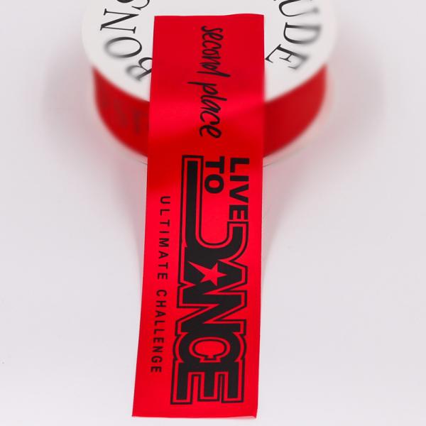Quality Red Color Custom Prize Ribbons , Single Face Sports Grosgrain Ribbon for sale