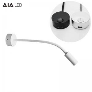 China IP40 wall mounted bedside wall light USB 3W hotel &flexible snake led reading light for villa decoration on sale