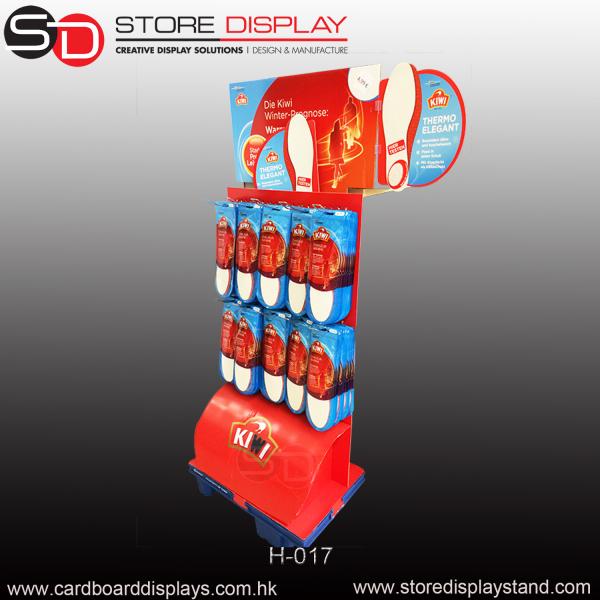 Quality custom corrugated paper POP peg hook floor display rack for sale
