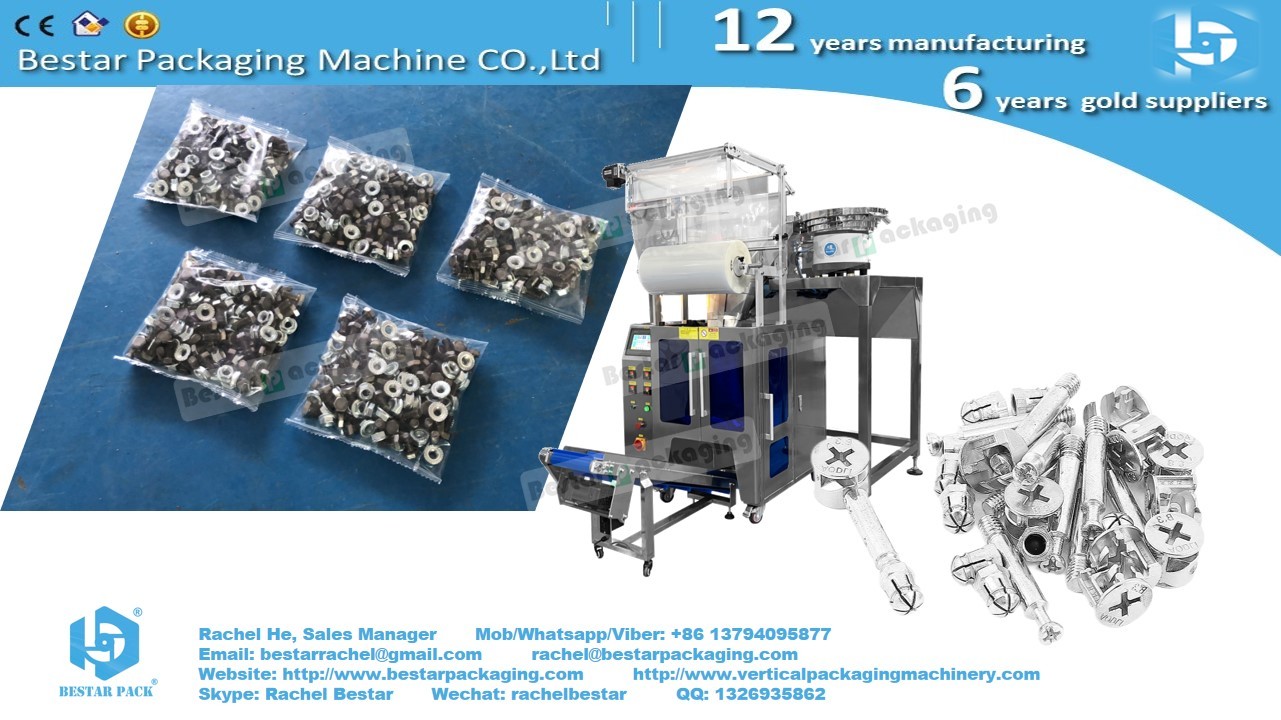 Iron crumps hardware fitting counting packing machine with four vibration bowls