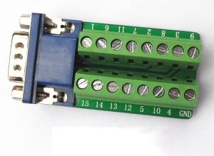 Signals Breakout Board Serial Port Header - DB15 Male / Female terminal block adapter