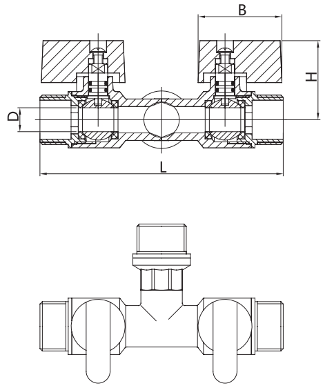 CW617N Pure PTFE 3 Way Tee Valve