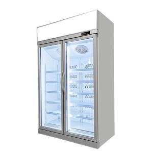 China Two Glass Doors On The Upper Unit Display Freezer For Low-Temperature Frozen Products on sale